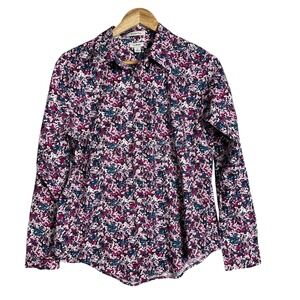 LLBean Wrinkle Free Floral Button up Shirt Size S cottagecore teacher preppy